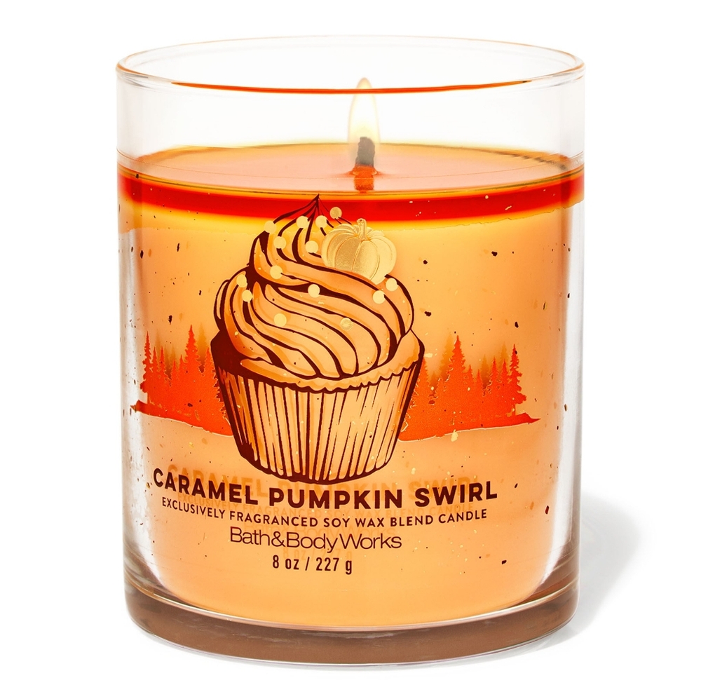 Bath & Body Works Fall Caramel Pumpkin Swirl Single Wick Candle 8oz NEW RARE - Picture 1 of 1